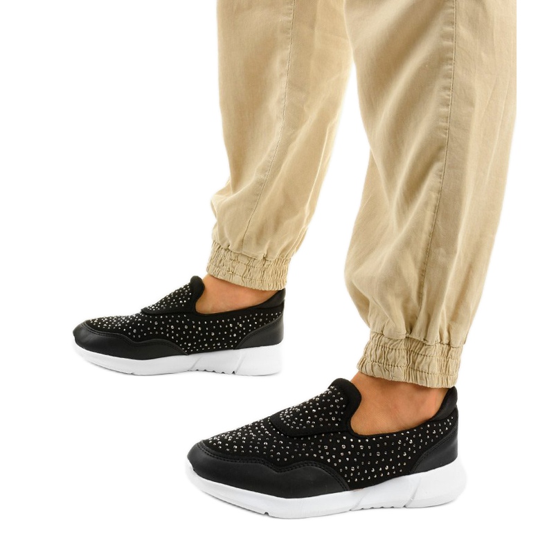 Scarpe sportive slip-on bianche e nere B84-1 bianca