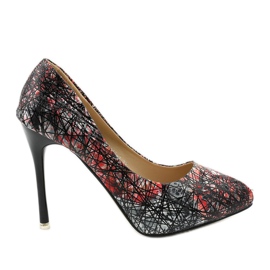 Stiletti a fiori neri 0116-1 nero multicolore
