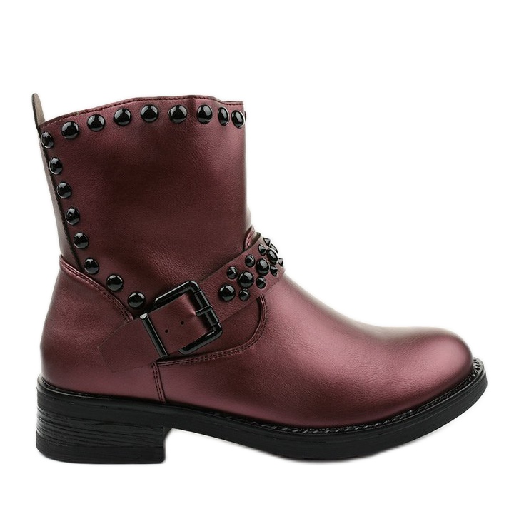 Stivali marroni da donna con Morning litas rosso