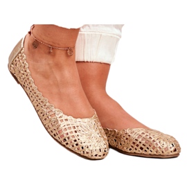 Lu Boo Ballerine da donna in oro traforato intrecciato Carry d'oro