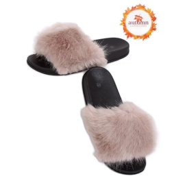 Pantofole beige con pelliccia CK107P Beige