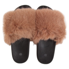 Ciabatte con pelliccia di cammello CK107P Camel marrone