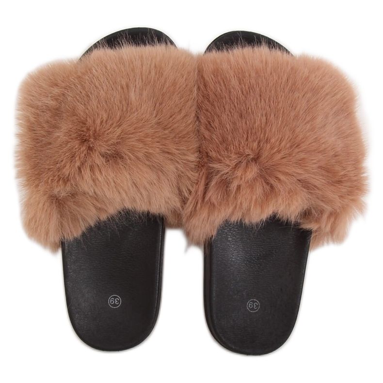 Ciabatte con pelliccia di cammello CK107P Camel marrone