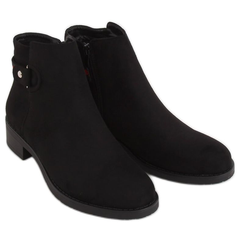 Stivaletti Chelsea neri da donna Q8AX1570-07 Nero rosso
