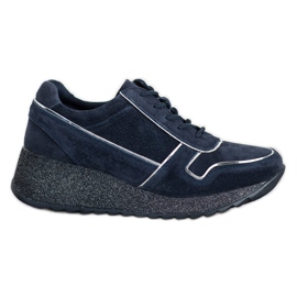 Filippo Sneakers In Pelle Con Platform Glitter blu