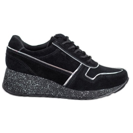 Filippo Sneakers In Pelle Con Platform Glitter nero