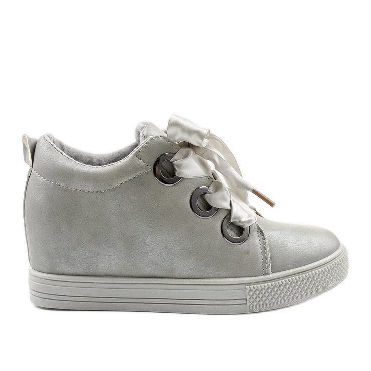 Sneakers grigie su una zeppa con nastro Sherene grigio