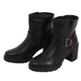 Stivali neri con tacco largo E9314 Black nero