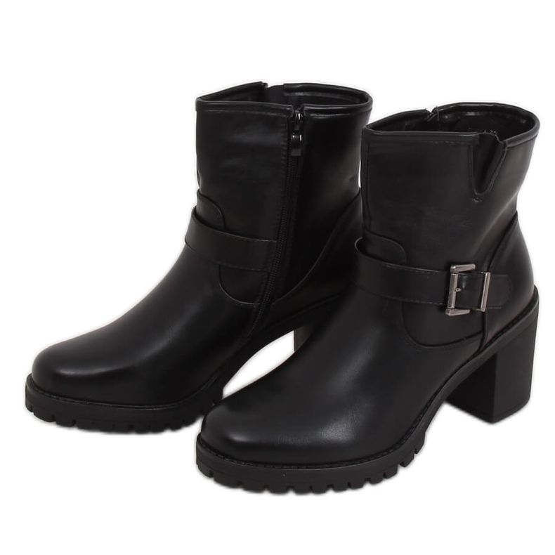 Stivali neri con tacco largo E9314 Black nero