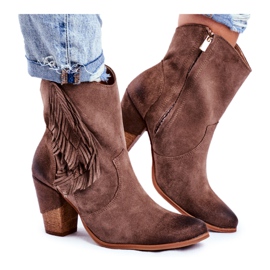 Exquisite Stivali Quintana da donna in pelle cappuccino con tacco alto marrone