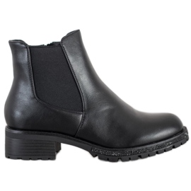 SHELOVET Stivaletti Chelsea con cristalli nero