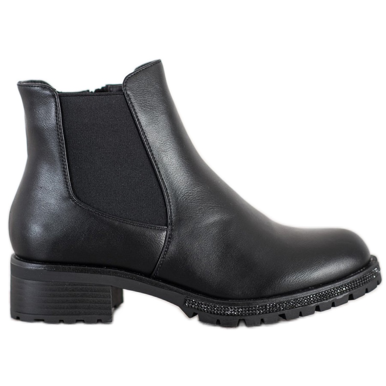 SHELOVET Stivaletti Chelsea con cristalli nero