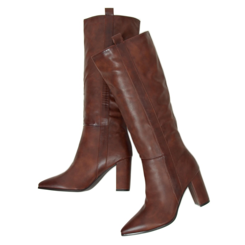 Stivali su stabile tacco cammello RB49P Camel marrone