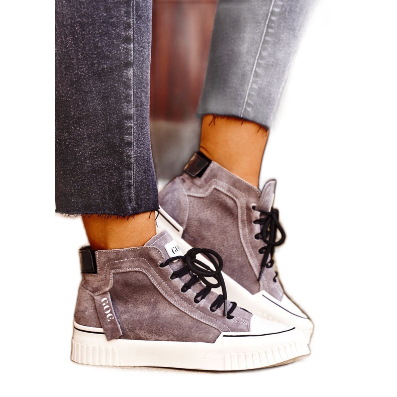 Scarpe Sportive in Pelle da Donna GOE Grigie GG2N3079 marrone