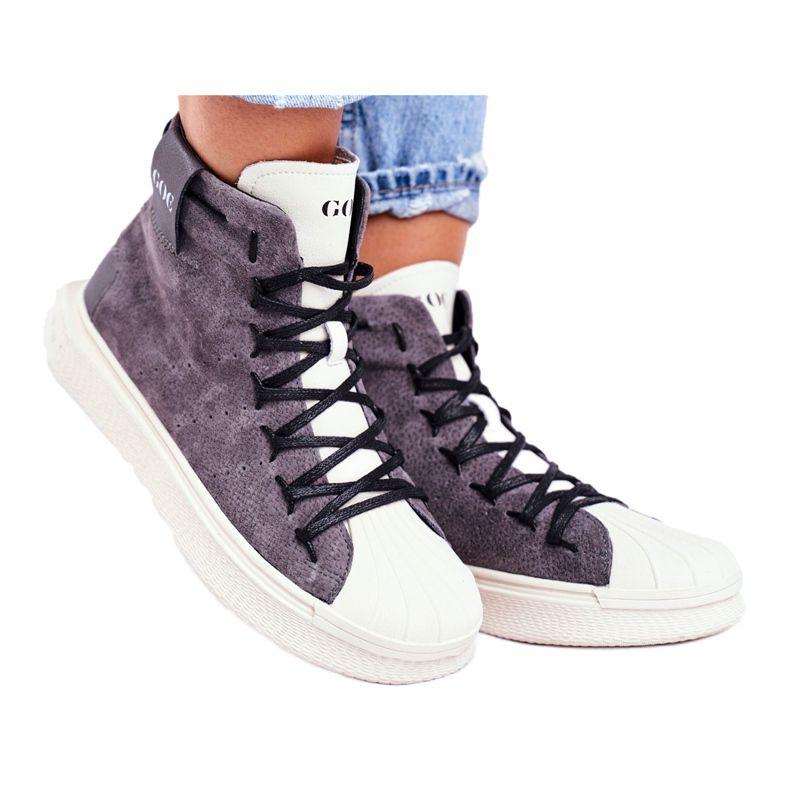 Scarpe sportive da donna in pelle GOE Grey GG2N3049 grigio