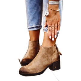 Vinceza Stivali Donna Con Tacco Camoscio Beige Volares