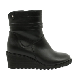 Gregors Stivali di pelle da donna con zeppe neri 893 nero