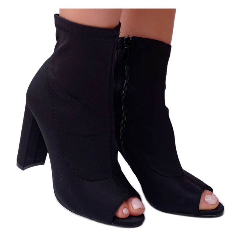 SEA Stivali da donna su un tacco alto Lycra Open Toe Black First nero