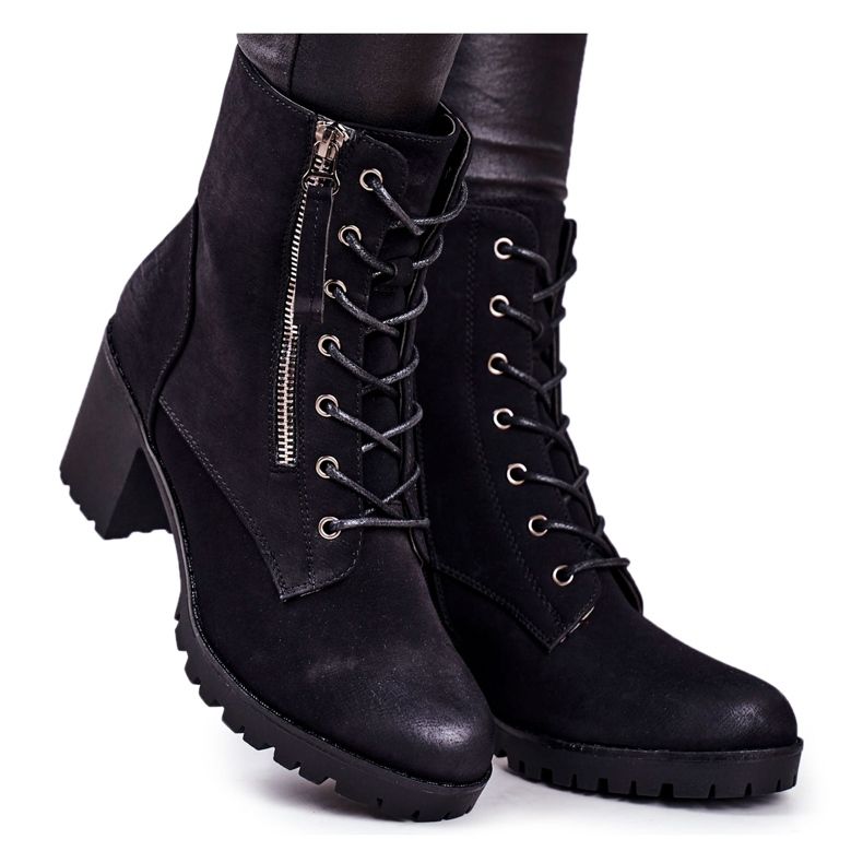 S.Barski Stivali da donna con tacco Warm Black Vimen nero