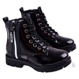 Vinceza Stivali da bambino Warm con cerniera laccati Black Falcon nero