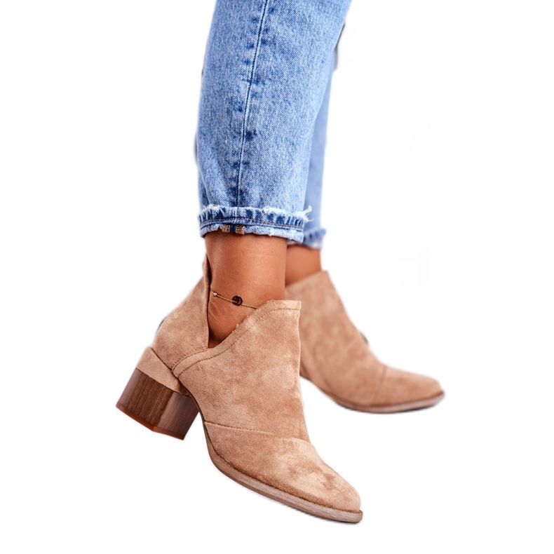 Stivaletti Donna Con Tacco Taglio Kaki Mini Meliori beige