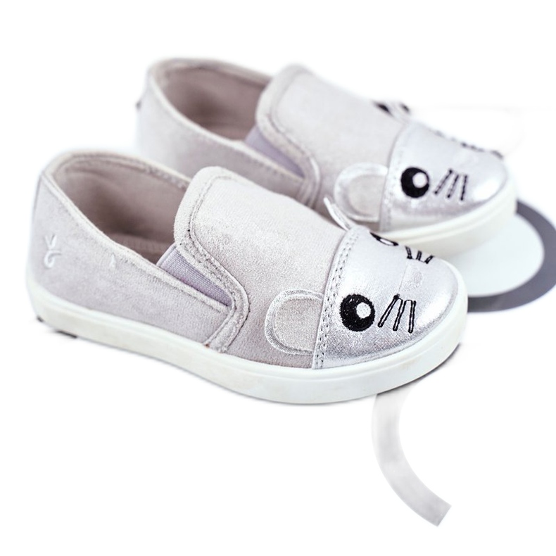 Sabana Sneakers Per Bambini Slip-on Con Topo Grigio Chiaro Candys