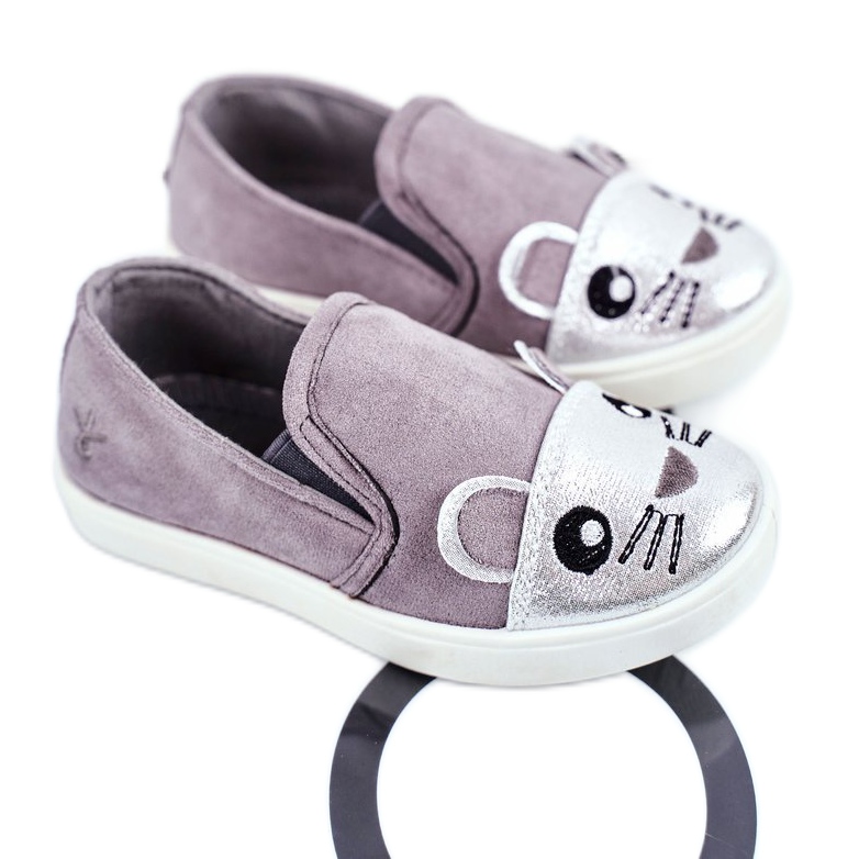 PH1 Sneakers per bambini senza lacci grigi Candys grigie grigio