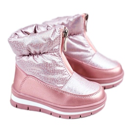 WEESTEP Stivali da neve per bambini riscaldati con bolle di lana rosa