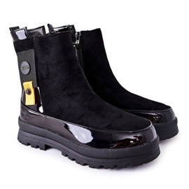 Apawwa Stivali da bambino laccati in camoscio nero My Lovely