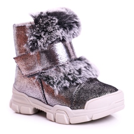 Apawwa Stivaletti Bambini Velcro Pelliccia Grigio Husar