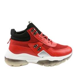 Sneakers sportive rosse alla moda realizzate in ecopelle Donatella nero rosso