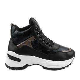 Sneakers Daera nere, alla moda, in ecopelle nero