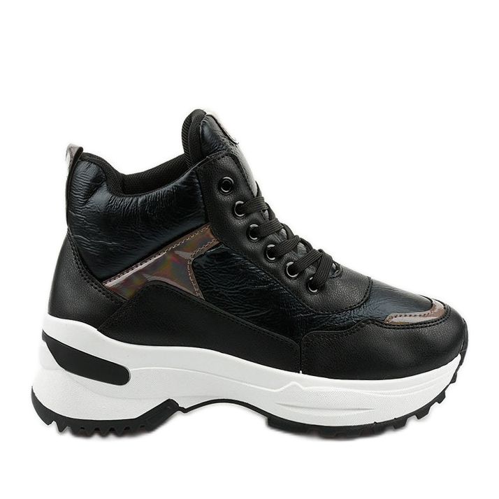 Sneakers Daera nere, alla moda, in ecopelle nero