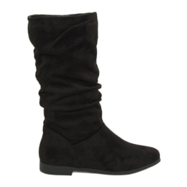 Stivali neri da donna tacco piatto J19-92 Black nero