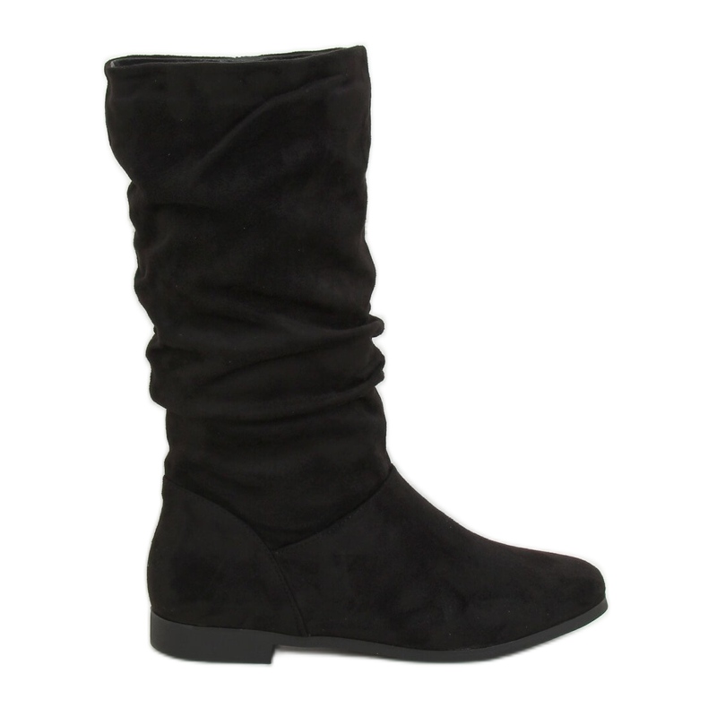 Stivali neri da donna tacco piatto J19-92 Black nero