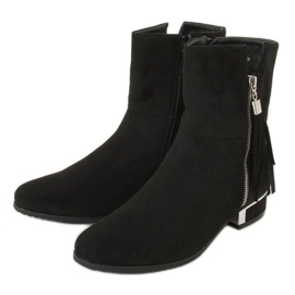Stivali da donna neri con tacco piatto HFN-2311 Black nero