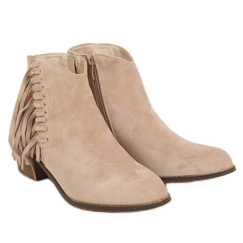 Stivali con frange beige 100-113B0-2 Nude