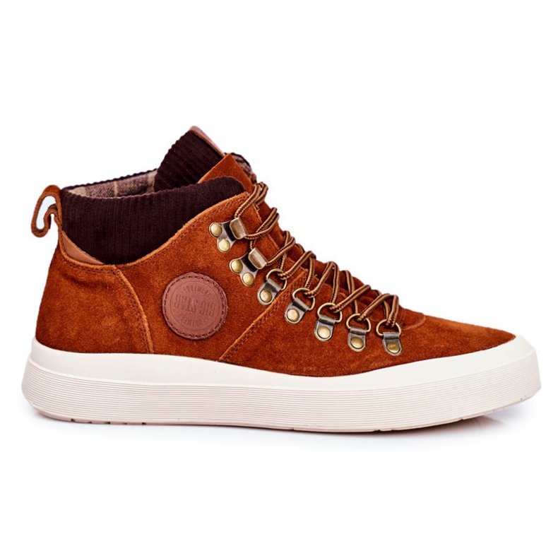 Sneakers da uomo in pelle Big Star Camel GG174332 marrone multicolore