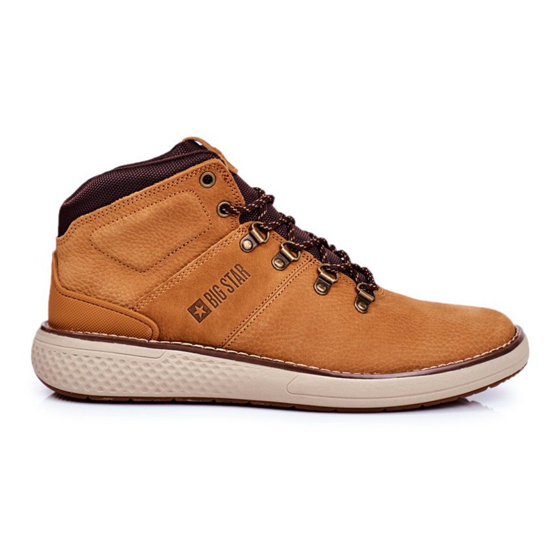 Stivali da trekking da uomo in pelle Big Star Camel GG174491 marrone multicolore