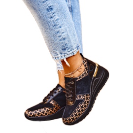 S.Barski Scarpe Sportive Donna Sneakers Pelle Nere Metronus beige nero d'oro