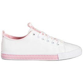 SHELOVET Sneakers in ecopelle bianca rosa