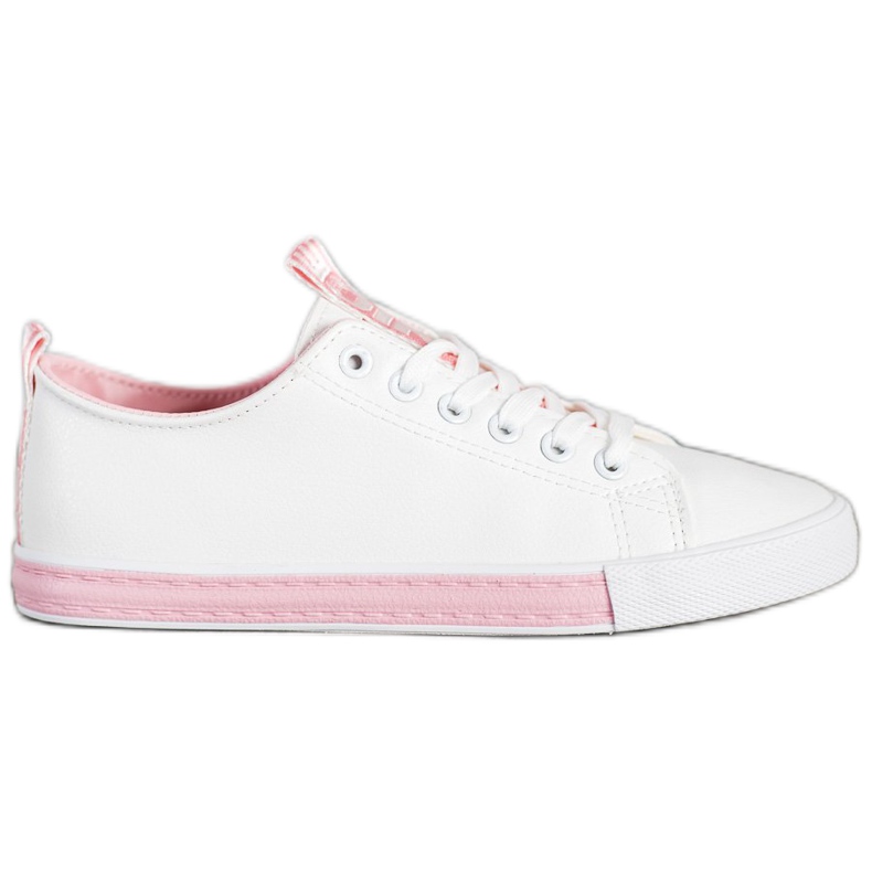 SHELOVET Sneakers in ecopelle bianca rosa