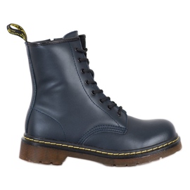 Anfibi in pelle con cerniera MCKEY blu navy