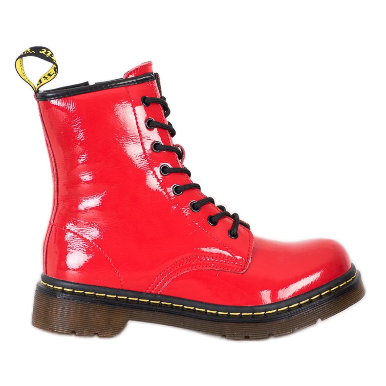 Anfibi in pelle con cerniera MCKEY rosso