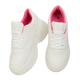 Scarpe sportive Fushia LA78P bianche suola alta bianca rosa