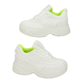 Bianco LA78P Scarpe sportive suola alta gialla