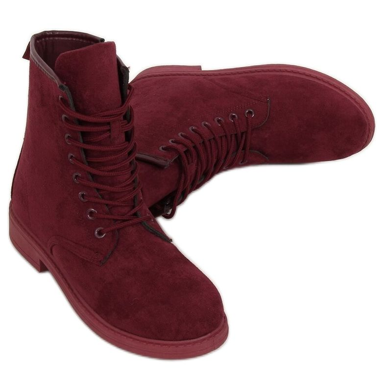 Stivaletti allacciati bordeaux E2002 Wine rosso