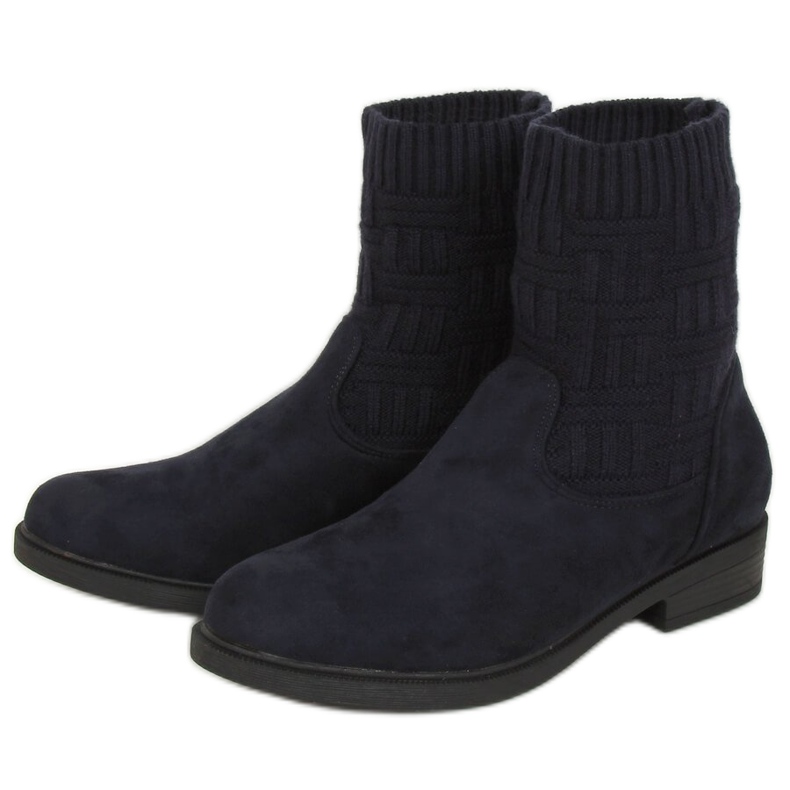 Stivali con tomaia in maglia E2100 Navy blu navy