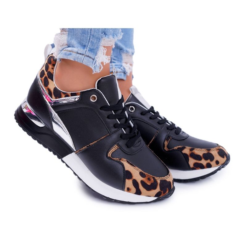 Scarpe Sportive Da Donna Con Motivo Leopardo Nero Fippo multicolore