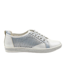 PA1 Sneakers bianche in ecopelle traforata A18-6252 bianco